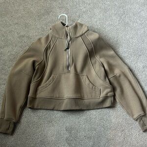 Lululemon Scuba Oversized 1/2 Zip Hoodie, Camo Brown, Womens Size M/L